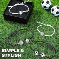 Set de 6 brățări cu tematică fotbalistică pentru copii FINEASY, brățări împletite reglabile 4