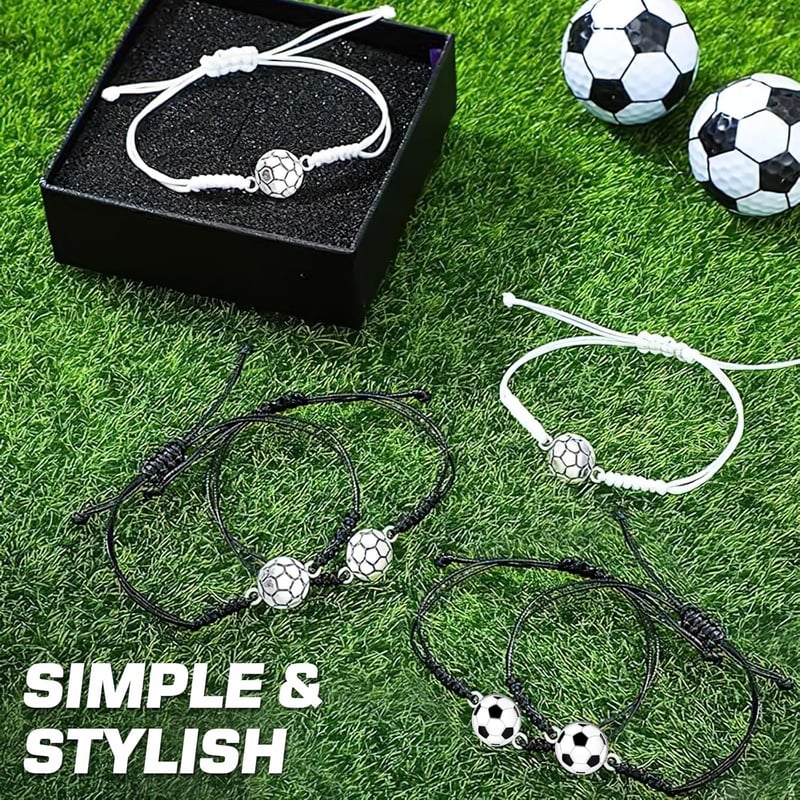 Set de 6 brățări cu tematică fotbalistică pentru copii FINEASY, brățări împletite reglabile