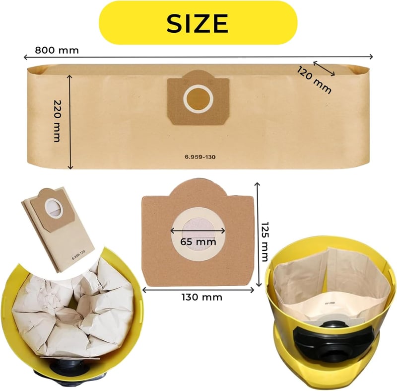FINEVERNEK WD3 porszívó szűrőzsák 5db Kärcher 6.959-130.0 kompatibilis