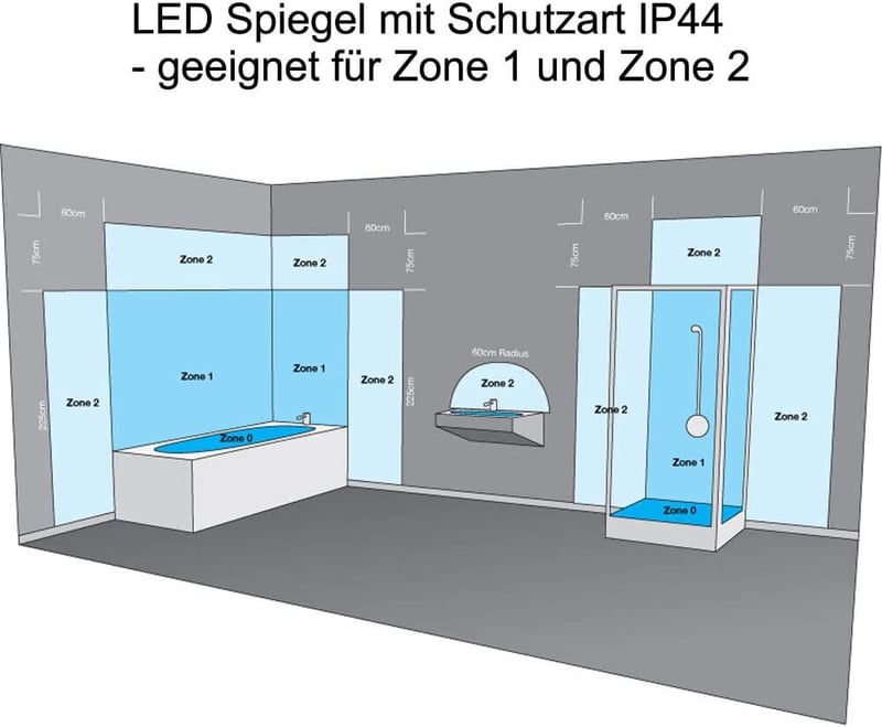 Finmrys 80x60 cm LED fürdőszobai tükör érintésvezérléssel, páramentesítéssel