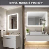 Finmrys 80x60 cm LED fürdőszobai tükör érintésvezérléssel, páramentesítéssel 2