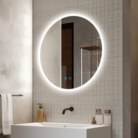 Finmrys Kerek Fürdőszobai Tükör 60 cm - LED Világítással, Érintőkapcsolóval, Páramentesítő Funkcióval, 3 Színhőmérséklettel, Fényerőszabályzóval 1