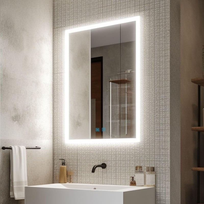 Finmrys LED fürdőszobai tükör 50x70cm dimmelhető meleg/hideg fehér érintőkapcsoló