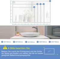 Finmrys LED Fürdőszobai Tükör 70x50 cm - Szabályozható Hideg/Meleg Fény, Memória Funkcióval, Páramentesítő, Érintőkapcsoló, Vízszintes/Függő 8