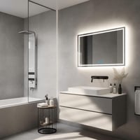 Finmrys LED Fürdőszobai Tükör 70x50 cm - Szabályozható Hideg/Meleg Fény, Memória Funkcióval, Páramentesítő, Érintőkapcsoló, Vízszintes/Függő 9