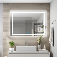 Finmrys LED Fürdőszobai Tükör 70x50 cm - Szabályozható Hideg/Meleg Fény, Memória Funkcióval, Páramentesítő, Érintőkapcsoló, Vízszintes/Függő 1