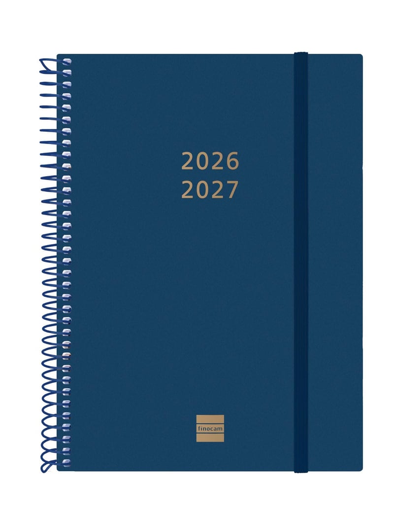 Agendă săptămânală cu spirală Finocam, 18 luni, iulie 2026 - decembrie 2027, albastră
