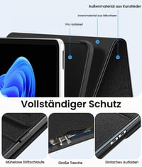 Obal Fintie Folio pre Microsoft Surface Pro 12 palcov, model 2025 - ochranné puzdro v čiernej farbe 5