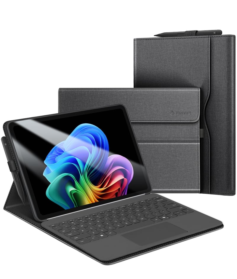 Obal Fintie Folio pre Microsoft Surface Pro 12 palcov, model 2025 - ochranné puzdro v čiernej farbe