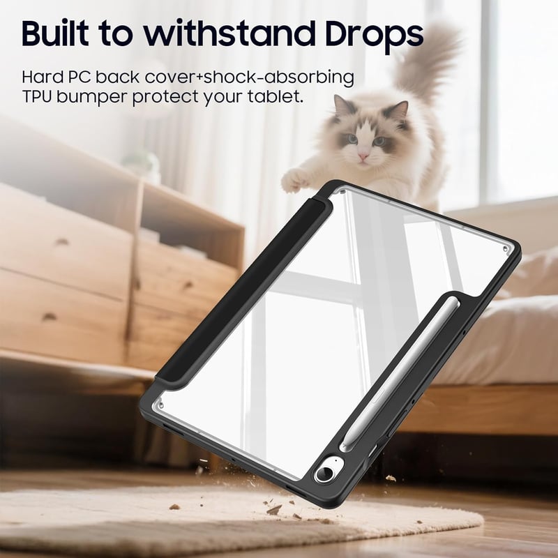 Fintie hibrid tok Samsung Galaxy Tab S10 Lite/S9 FE 10.9" és S9 11" - ütésálló védelem, toll tartó, fekete - black