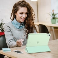 FINTIE iPad 10. generáció 2022 tok 25 cm zöld tolltartós ultravékony könnyű védőtok átlátszó hátfallal automata alvás ébresztés 9