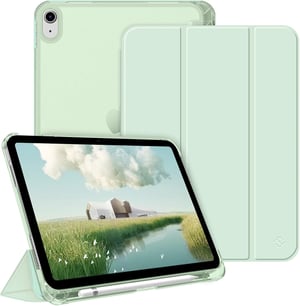 FINTIE ochranné puzdro pre iPad 10. generácie 2022, 10,9", zelené, ultratenké a ľahké, s priehradkou na pero, priehľadnou zadnou časťou a funkciou automatického uspania/prebudenia