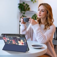 Fintie puzdro pre Lenovo Tab P12 12.7" (TB370FU) 2023 s držiakom na pero, kvet ibišteka, ultratenký flipový ochranný kryt, automatické uspanie/prebudenie, funkcia stojana 9