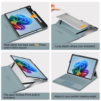 Husă Fintie pentru Microsoft Surface Pro 12 inchi (2025) - Albastru, husă de protecție tip portofoliu pentru afaceri, unghiuri de vizualizare multiple, suport pentru stilou, compatibilă cu tastatura Type Cover 9