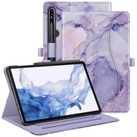 Husă Fintie pentru Samsung Galaxy Tab S8 / Tab S7 11", cu buzunare, funcție auto sleep/wake - marmură mov 1