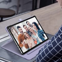 Husă Fintie pentru Samsung Galaxy Tab S8 / Tab S7 11", cu buzunare, funcție auto sleep/wake - marmură mov 9