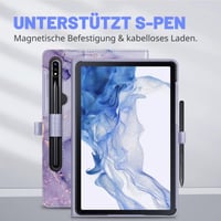 Husă Fintie pentru Samsung Galaxy Tab S8 / Tab S7 11", cu buzunare, funcție auto sleep/wake - marmură mov 4