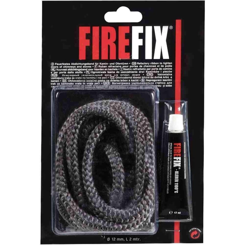 FIREFIX 2046 keramické tesniace tesnenie, priemer 12 mm, šedé, 2 m, pre kachle, s tepelne odolným lepidlom do 1100 °C