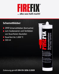 FIREFIX 2059 Šamotno ljepilo 620 g za kamin - Ljepilo otporno na toplinu do 1000 °C - Za pričvršćivanje šamotnih opeka i fragmenata, prozirno 2