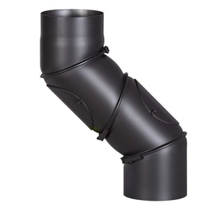 FIREFIX R150/UB Univerzális Kályhacsőkönyök 150 mm, 2 mm Acél, Senotherm Fekete, 0-90 Fok Állítható, Két Tisztítóajtóval, Kályhákhoz és