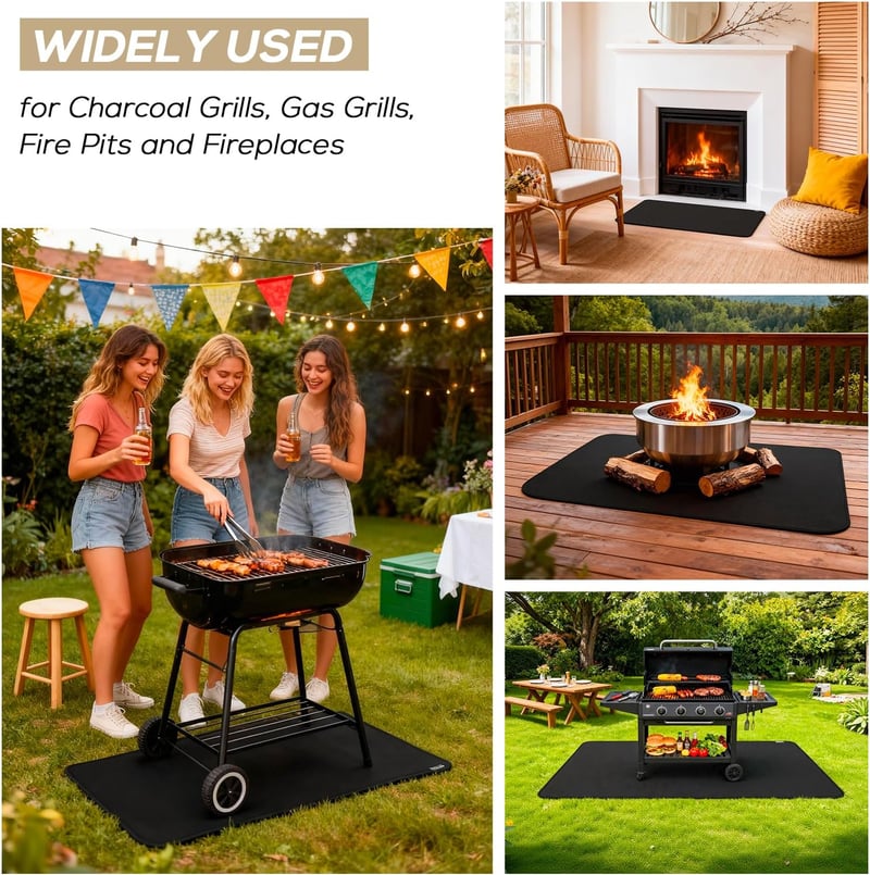 FIREWESS 60x105 cm Tűzálló Grillezőpad, Hővédő Padló Védőszőnyeg BBQ-hoz - 24 x 42 inches