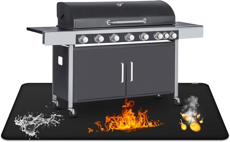 FIREWESS Vatrostalna podloga za roštilj 120x175 cm, podna zaštita otporna na toplinu, neprianjajuća BBQ prostirka za plinske i roštilje na ugljen, podloga za vanjska ložišta