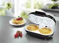 First Cuisine Kerámia Gofrisütő Dupla Szív Alakú Fekete-Fehér Gofri Készülék 5