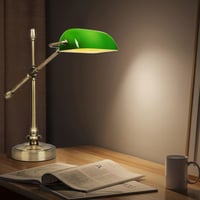 FIRVRE Bankárska stolná lampa, zelená, stmievateľná, vintage LED stolná lampa s funkciou nabíjania, dotykové ovládanie, E27, pracovňa, domáca kancelária, obývačka, spálňa 6