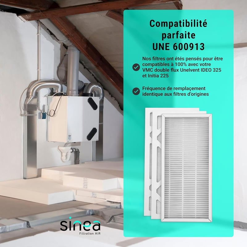 FISA FILTRATION 3 részes szűrőszett G4 M5 VMC Double Flux UNELVENT IDEO 325 ECOWATT INITIA 225