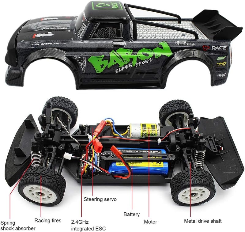 fisca 1/16 4WD RC Drift Versenyautó 20 km/h Távirányítós Terepjáró Buggy 2.4GHz
