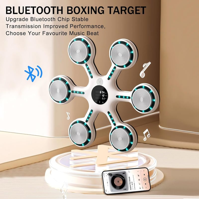 fisca Bluetooth Zenés Boxzsák Kesztyűvel, Falra Szerelhető Edzőgép Otthoni Edzéshez