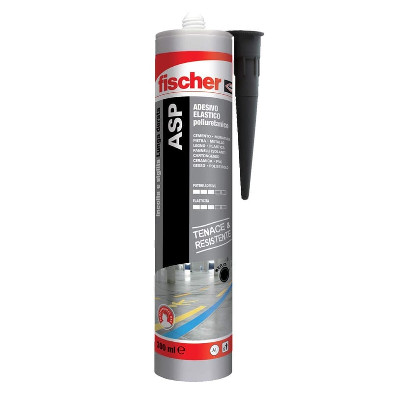 Fischer ASP 544918 ragasztó tömítőanyag padlóhézagokhoz, homlokzathoz és karosszériához, alumínium patron, 300 ml, fekete