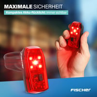 Zadné svetlo na bicykel Fischer Basic Stop – LED svetlo na bicykel s funkciou brzdového svetla, akumulátorom, nabíjaním cez USB-C, výdržou 11 hodín, schválené podľa StVZO 2