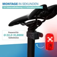 Zadné svetlo na bicykel Fischer Basic Stop – LED svetlo na bicykel s funkciou brzdového svetla, akumulátorom, nabíjaním cez USB-C, výdržou 11 hodín, schválené podľa StVZO 3
