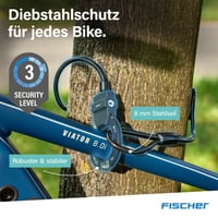 Zámok na bicykel Fischer, lankový zámok 110 cm, 8 mm oceľové špirálové lanko s držiakom, káblový zámok kompatibilný s elektrobicyklami a elektrokolobežkami 5