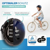 Detská cyklistická prilba Fischer BMX Dirt Bike Plus Universe s integrovaným LED svetlom, čierna – S/M (54 – 58 cm) 3