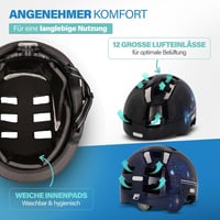 Detská cyklistická prilba Fischer BMX Dirt Bike Plus Universe s integrovaným LED svetlom, čierna – S/M (54 – 58 cm) 8