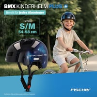 Detská cyklistická prilba Fischer BMX Dirt Bike Plus Universe s integrovaným LED svetlom, čierna – S/M (54 – 58 cm) 2