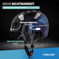 Detská cyklistická prilba Fischer BMX Dirt Bike Plus Universe s integrovaným LED svetlom, čierna – S/M (54 – 58 cm) 4