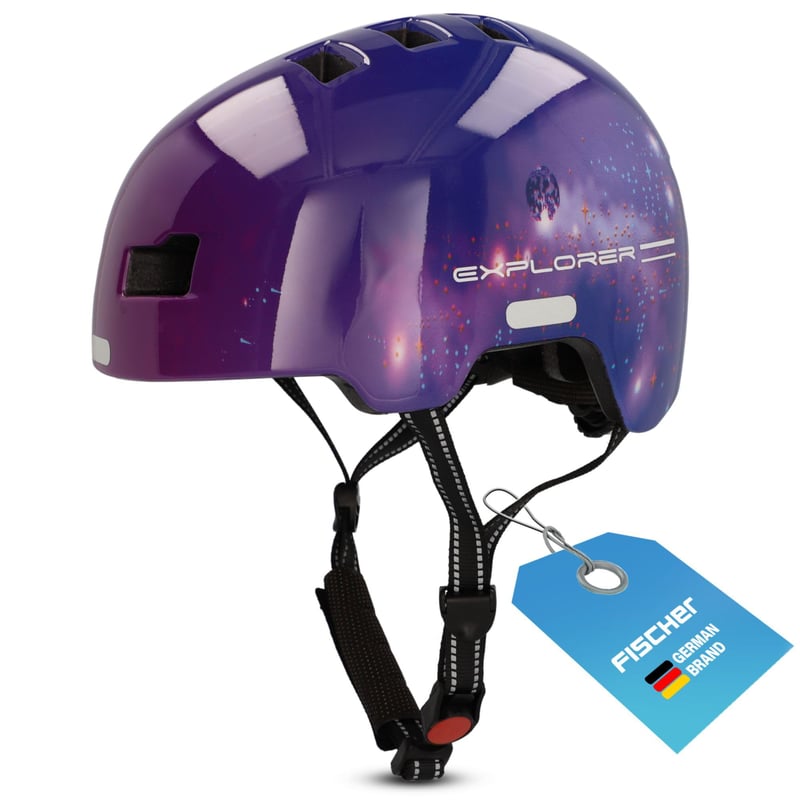 Cyklistická prilba Fischer BMX Explorer Plus, veľkosť S/M (54-59 cm), čierna, s integrovaným zadným LED svetlom, Dirt Bike Helm