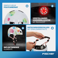 Detská cyklistická prilba Fischer BMX Dirt Bike Helm Plus Splash, veľkosť XS/S (48-54 cm), s integrovaným zadným LED svetlom, farebná 10