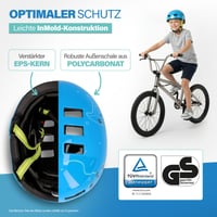 Cyklistická prilba Fischer BMX Plus so zadným LED svetlom - Game/Svetlomodrá - Veľkosť S/M (54-58 cm) - Detská prilba na dirt bicykel 3