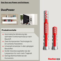 Univerzálna hmoždinka fischer DuoPower 5 x 25 S s bezpečnostnou skrutkou, 2-zložková plastová hmoždinka do betónu, tehly a sadrokartónu, 50 ks 5