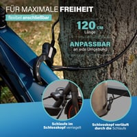 Zámok na elektrokolobežku Fischer s oceľovým lankom, úroveň zabezpečenia 4 – 120 cm 3