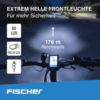 Sada LED svetiel na bicykel Fischer Twin – 80/40/20 luxov, 360° zadné svetlo, nabíjateľné, nabíjanie cez USB, IP44, StVZO, čierna, 2 ks 3