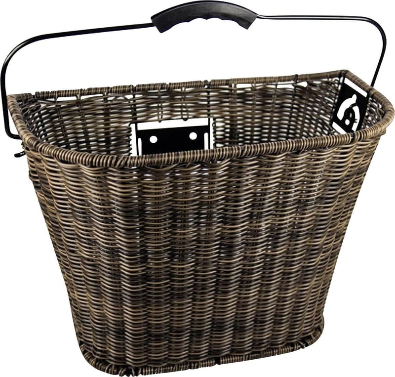 Predný košík na bicykel Fischer – s odnímateľným, sklopným a otočným držiakom, prútený, nosnosť 5 kg