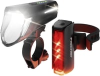 Sada LED svetiel na bicykel Fischer Twin Stop, 100 luxov, so senzorom, výdrž batérie 8 hodín, hliníkové telo, čierna, 1 ks 1