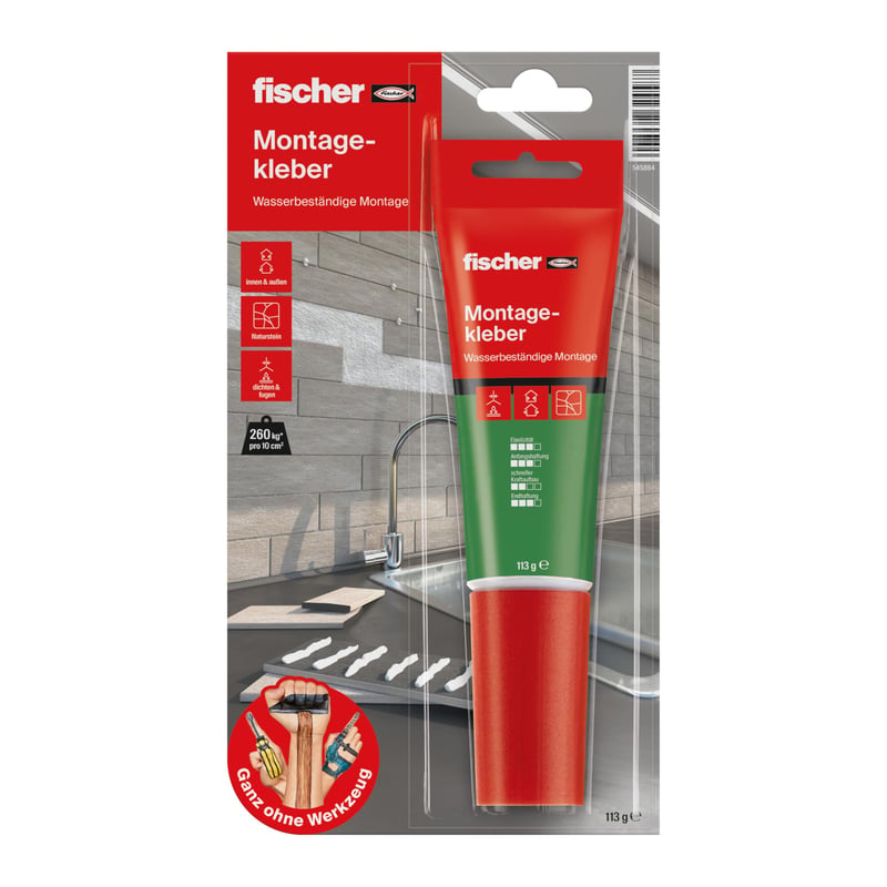 Adeziv de montaj universal fischer GOW 80 ml - Pentru uz interior și exterior, rezistent la apă