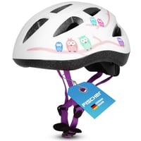 Cască de bicicletă pentru copii Fischer Bufniță, mărimea S/M (55-59 cm), Alb - Protecție pentru cap cu carcasă EPS și certificare TÜV 1