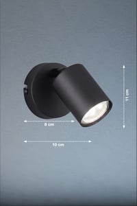 Nástenné LED svietidlo Fischer & Honsel Vano 30368 s vypínačom, pätica GU10, pieskovočierny kov, 8x11 cm, do obývačky, predsiene, spálne 3